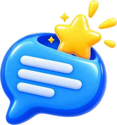 Balão de conversa com uma estrela, representando contato direto com a equipe